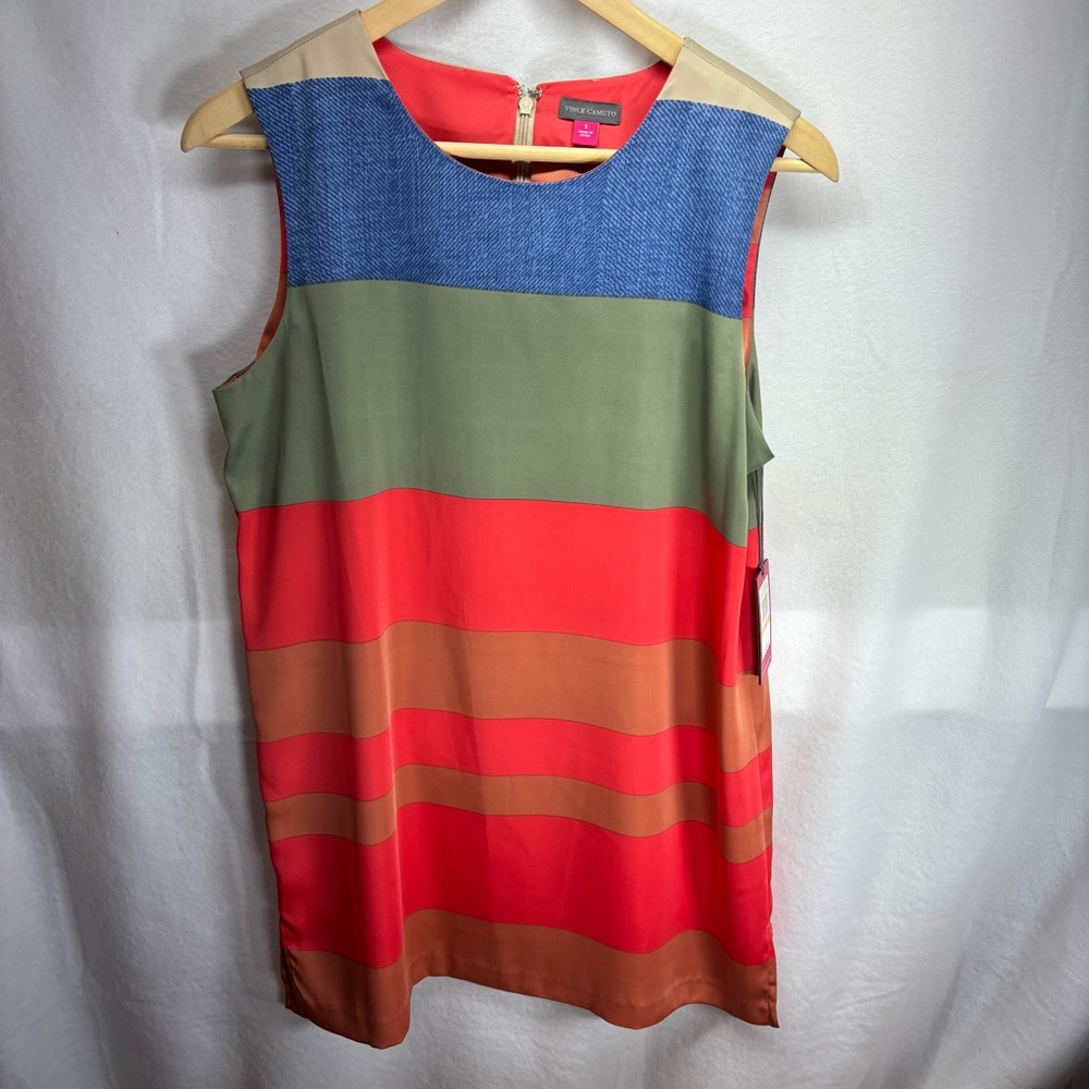 Vince Camuto Dress Womens Small Sleeveless Multi-Color Shift Dress‎ NWT Easter
